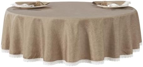 Flaxen 70inch Round Polyester Linen Farmhouse Tablecloth
