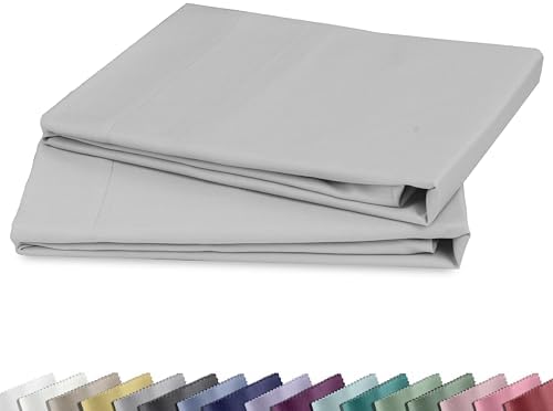 Natural 100% Cotton Sateen Queen Size Pillow Cases, 2-Pack, Light Grey