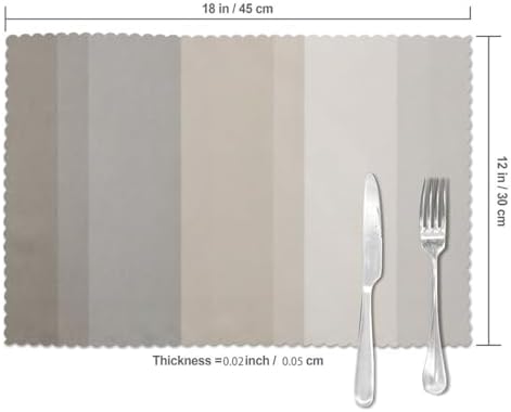 Chic Taupe, Cream and Gray Striped Placemats Set of 6 - Heat Resistant