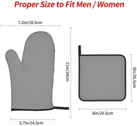 4Pcs Oven Mitts and Potholders, Modern Minimal Trendy Light Gray Oven