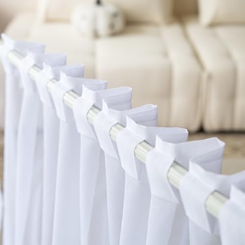 MYSTIC-HOME Sheer Curtains 84 Inches Long - 2 Panels White Sheer