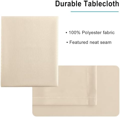 Hiasan Square Tablecloth, Beige, 60 x 60 Inch, 1 Pack