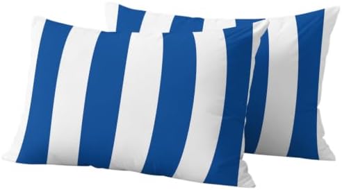 Navy Blue Stripes Waterproof Outdoor Pillow Covers Set of 2 Home