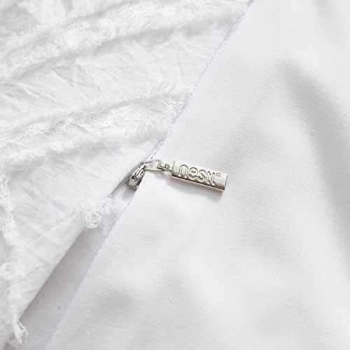 Nestl Boho Twin Duvet Cover Set - White 2 Piece Textured Bedding With