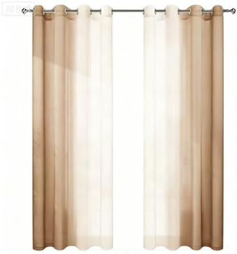 Semi Sheer Curtains 84 inches Long for Living Room Ombre Taupe