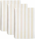 Kitchen Towels Set 3 Pack Cream Stripes Absorbent Dish Towels for