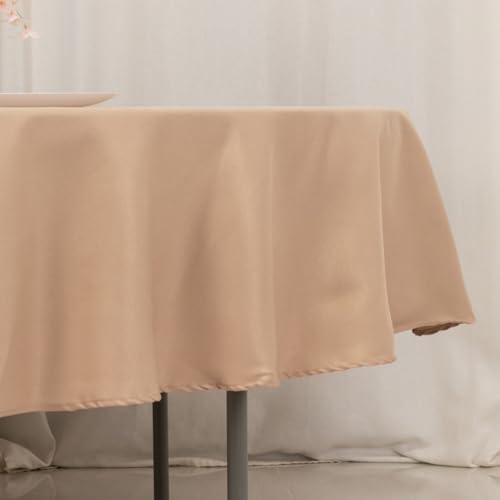 Balsa Circle 90 inch Nude Round Premium Polyester Tablecloth Fabric