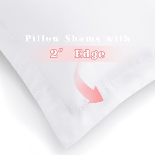 Homiest White Pillow Shams Queen Size Set of 2, 2-Inch Flange