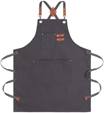 Chef Aprons for Men Canvas Apron with Large Pockets and Adjustable