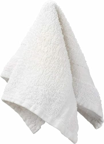 Home Style Essential 100% Cotton White Wash Cloths, 12X12 in, 10/Pack