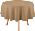 Round Tablecloth Trend Color Warm Beige Table Cover Washable Table