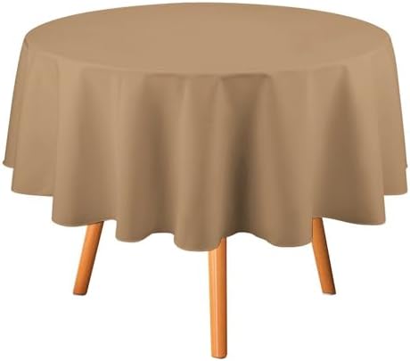 Round Tablecloth Trend Color Warm Beige Table Cover Washable Table