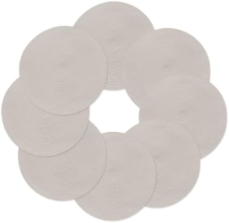 Round Placemats Set of 8 Off White Place Mats Washable Woven Placemat