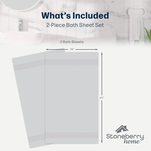 Stoneberry Home 2-Piece Luxury Bath Sheet Set, Soft 450 GSM Cotton