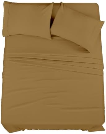 Microfiber 4 Pieces Bed Sheet Set Queen Taupe 18" Deep Pocket