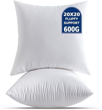 20 x 20 Throw Pillow Inserts Pack of 2 Large White Decorative Square