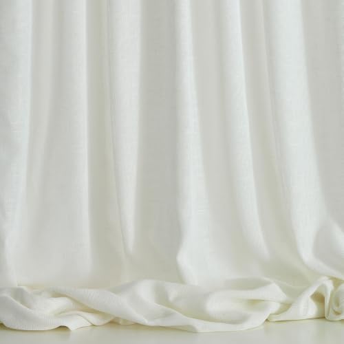 VISIONTEX Back Tab Linen Curtains 2 Panels 63 Inches Long Cream White