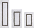 TRP Tufted Cotton White Gray Bathroom Rugs Sets 3 Piece
