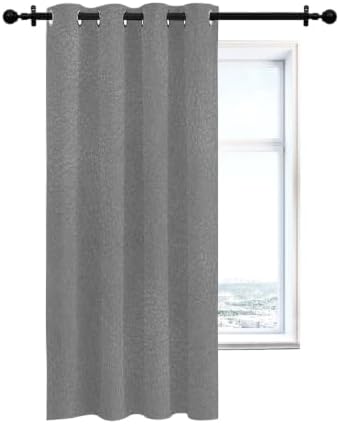 Gray Grain Texture Curtains 63 inches Long for Living Room Bedroom
