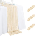 3 Pack Ivory Table Runner 17x108 Inch Cheesecloth Table Runner Boho