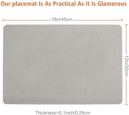 Gray Vinyl Placemats Set of 12 Waterproof Wipeable Table Mats