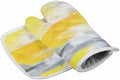 Quilted Cotton Terry Cloth Oven Mitt, Pot Holder Ombre Grey Yellow