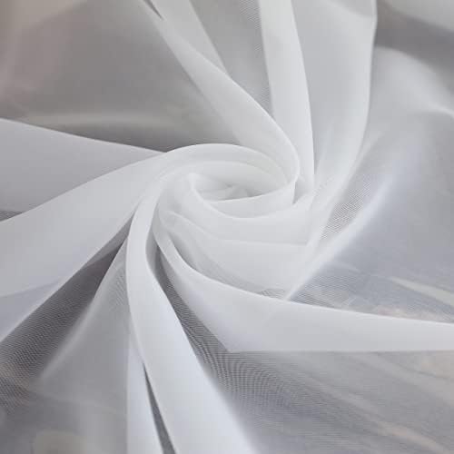 PHILEASY Window Sheer White Curtains 120 Inches Long 2 Panels White