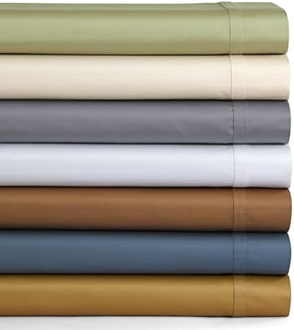 Tribeca Living Queen Flat Sheet, Soft Egyptian Cotton Sateen Solid
