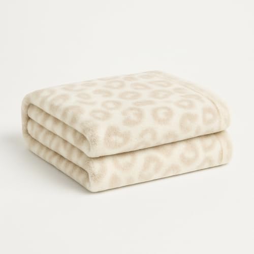 Fennco Styles Ultra-Soft Knit Throw Blanket 50" W x 60" L - Beige