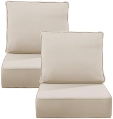 6" Thick Outdoor Chair Cushions, 24 x24 Inch Patio Furniture Cushions