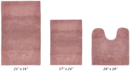 Better Trends 3 Piece Bathroom Rug Set 100% Cotton Non-Slip Washable