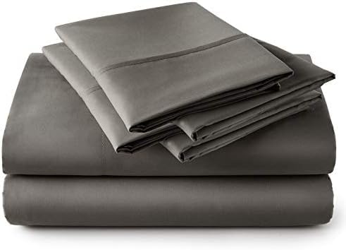 6-Pcs Cotton Bedsheets Dark Grey King Size 16" Deep Pocket