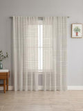 Modern Art Sheer Curtains 108 Inches Long, Minimalist Beige Clean
