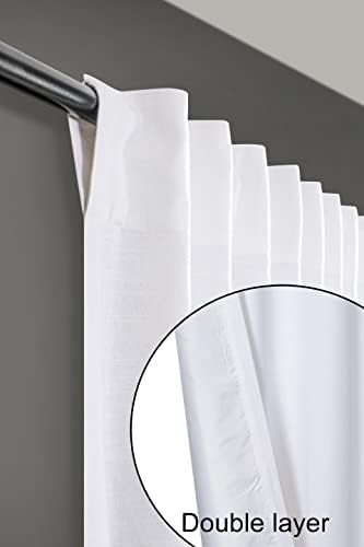 Bedding Craft White Cotton Curtains,63 Inch Tab Top Cotton Curtain Set