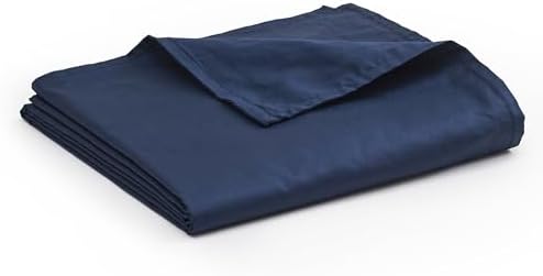 YnM Exclusive 15lb Weigthed Blanket with Navy Cotton Duvet Cover