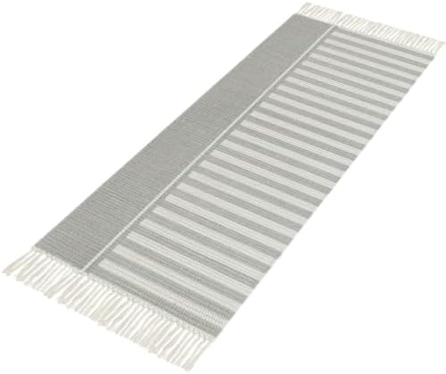 Gray Striped Hallway Runner Rug 2'x5', Boho Stripes Minimalist Vintage