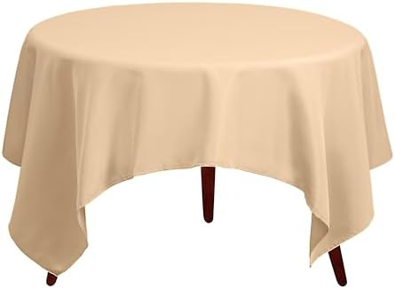 Gee Di Moda Square Tablecloth - 52 x 52 Inch Beige Table Cloth for