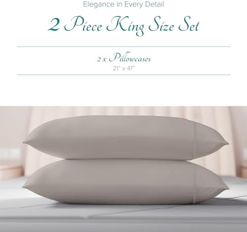 Carressa Linen 800 Series King Pillow Cases Set of 2, Sateen, Taupe