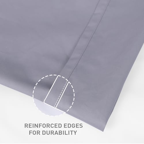 Full Size Flat Sheet 100% Cotton Percale, 2 Pack, Dark Gray