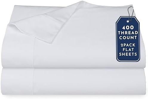 California Design Den 2-Pack 100% Cotton Sateen Queen Flat Sheet