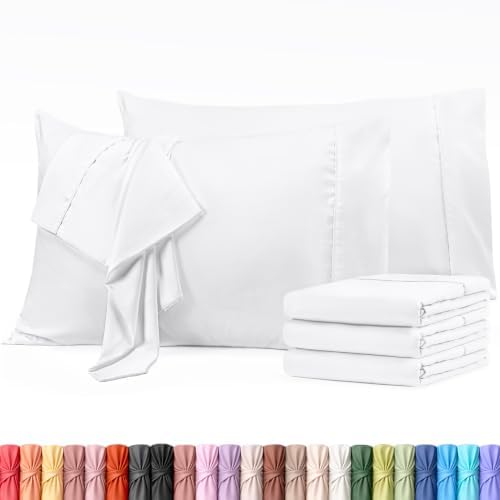 Pillow Covers Queen Size Set of 6, Soft and Comfy Pillow Cases, White
