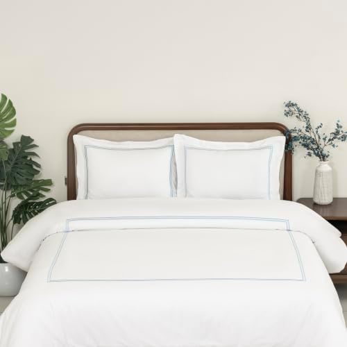 Dreamology White Duvet Cover Queen 100% Cotton Embroidered 3 Pieces