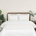 Dreamology White Duvet Cover Queen 100% Cotton Embroidered 3 Pieces