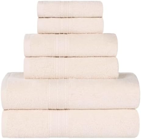 SUPERIOR Eco-Friendly Cotton 6-Piece Towel Set, Bathroom, Shower, Spa