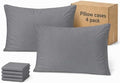 ZPECC Grey Pillow Cases Queen Size Set of 4 with Envelope Closure