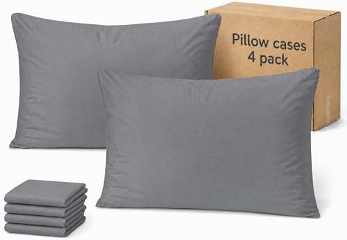 ZPECC Grey Pillow Cases Queen Size Set of 4 with Envelope Closure