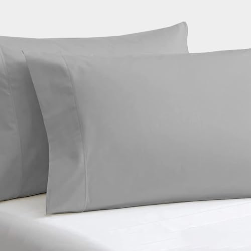 2 Pcs Queen Pillowcase Set 20x30 Inch, 100% Cotton, Light Grey