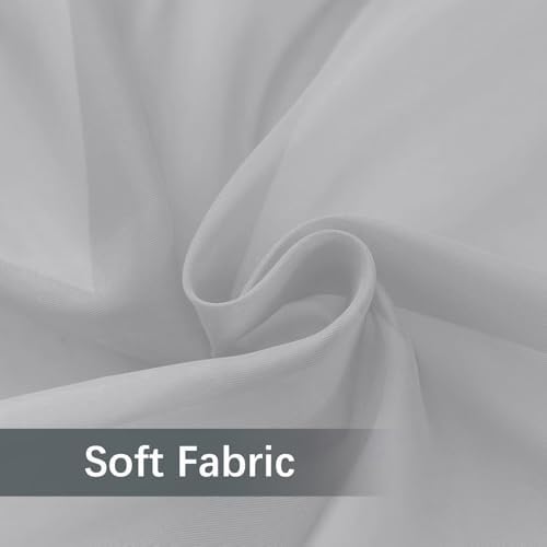 youleyar Solid Sheer Rod Pocket Curtain Voile Draperies 2 Panels White