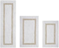 TRP Tufted Cotton White Sand Bathroom Rugs Sets 3 Piece