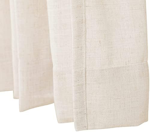 120 Inches Long Linen Room Darkening Rod Pocket Curtain, 2 Panels